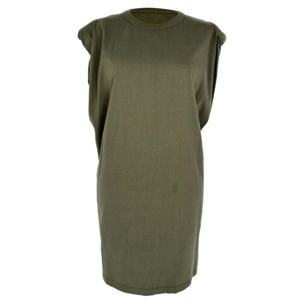 The Frankie Shop Shoulder Padded Mini Dress in Olive Cotton